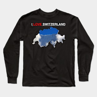 I Love Switzerland Snow Capped Mountain Long Sleeve T-Shirt